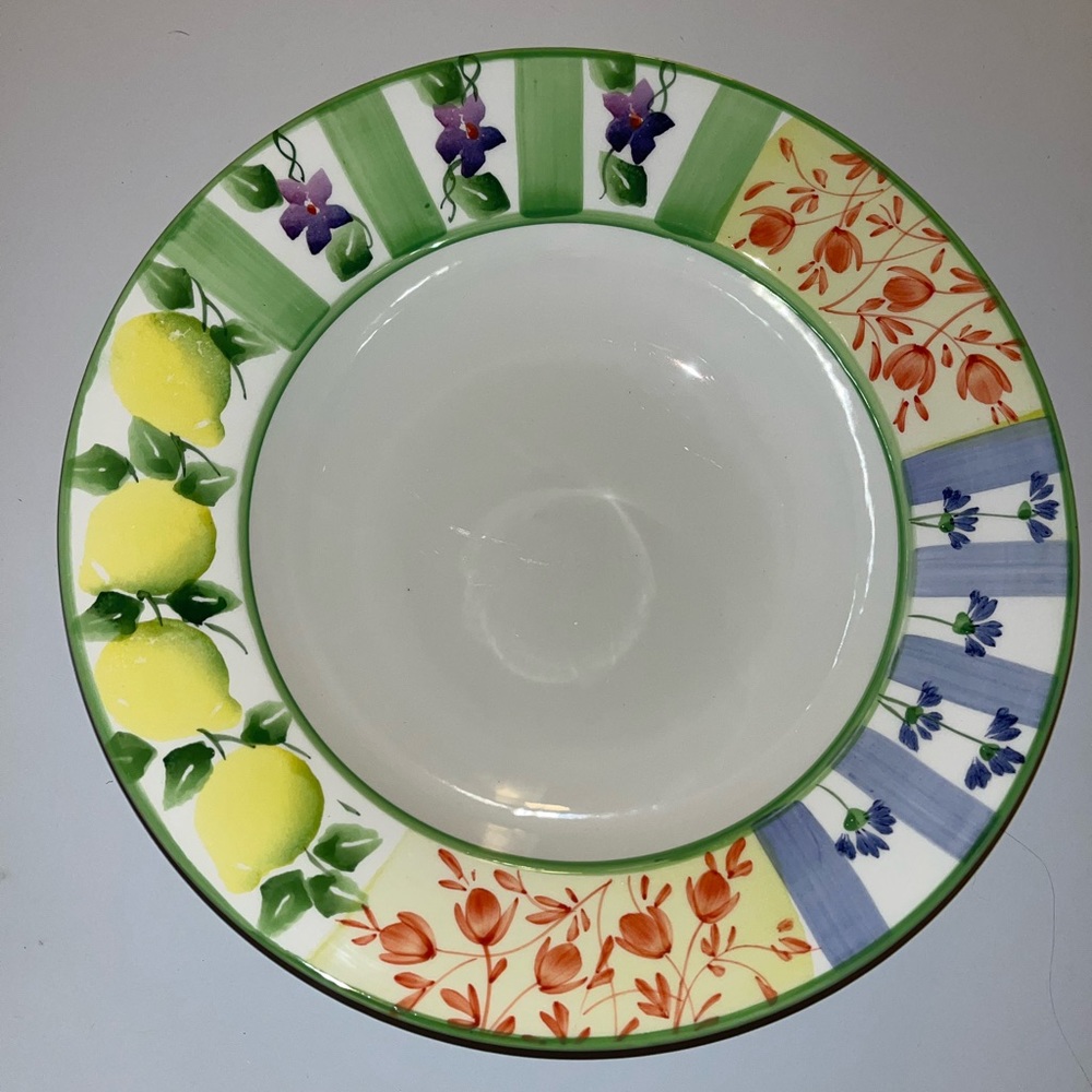 Floral Green and White Serveware Plate